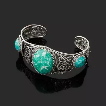 Браслет амазонит (нейзильбер) 11 мм 17 см