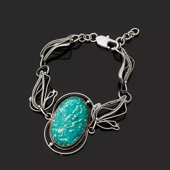 Браслет амазонит (нейзильбер) 16 см