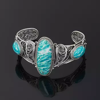 Браслет амазонит (нейзильбер) 18 см