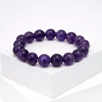 Браслет аметист 12 мм 17 см