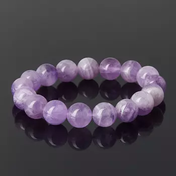 Браслет аметист 12 мм 17 см