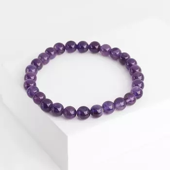 Браслет аметист 6 мм 16 см