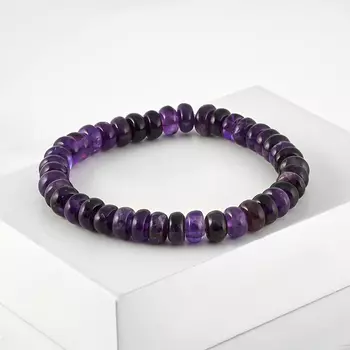 Браслет аметист 8 мм 17 см