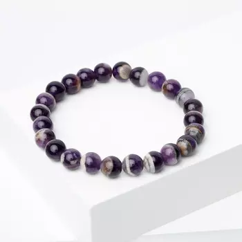 Браслет аметист 8 мм 17 см