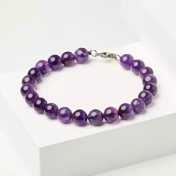 Браслет аметист (биж. сплав) 8 мм 17 см