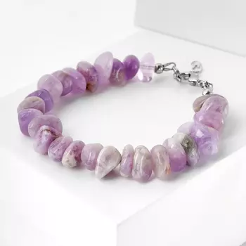 Браслет аметист (биж. сплав, сталь хир.) 16 см (+3 см)