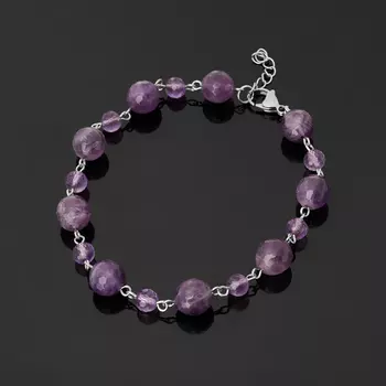 Браслет аметист (биж. сплав, сталь хир.) (на ногу) огранка 25 см (+3 см)