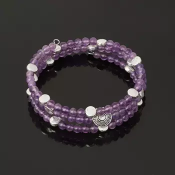 Браслет аметист пружина 4 мм 17 см (регулируемый) (биж. сплав)