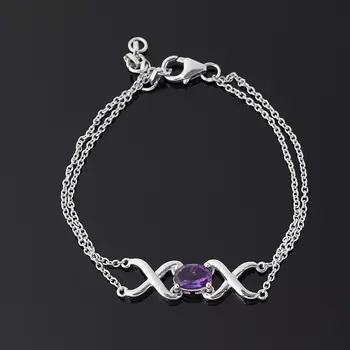 Браслет аметист (серебро 925 пр.) огранка 16 см (+3 см)