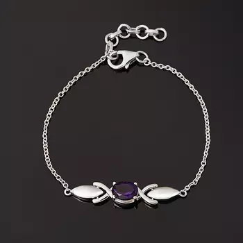 Браслет аметист (серебро 925 пр.) огранка 16 см (+3 см)