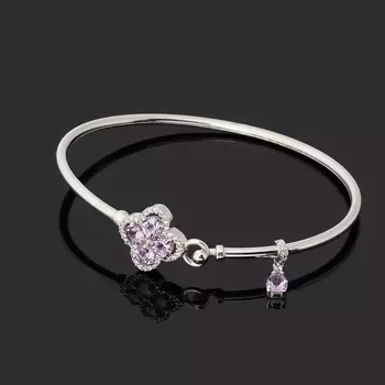 Браслет аметист (серебро 925 пр. родир. бел.) огранка 17 см