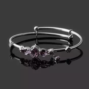 Браслет аметист (серебро 925 пр. родир. бел.) огранка 16 см (регулируемый)