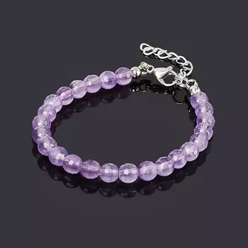 Браслет аметист (сталь хир.) огранка 6 мм 16 см (+3 см)