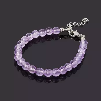 Браслет аметист (сталь хир.) огранка 6 мм 17 см (+3 см)