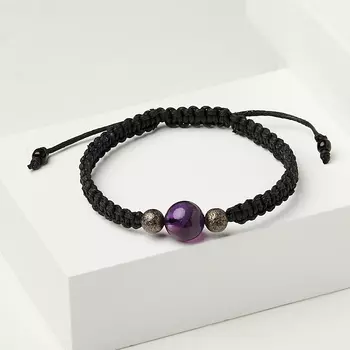 Браслет аметист (текстиль) шамбала 10 мм 17 см (регулируемый)