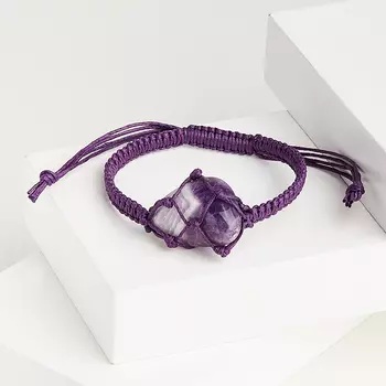 Браслет аметист (текстиль) шамбала 18 см
