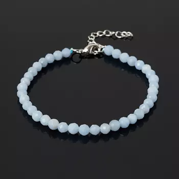 Браслет ангидрит (ангелит) (биж. сплав) огранка 4 мм 16 см (+3 см)