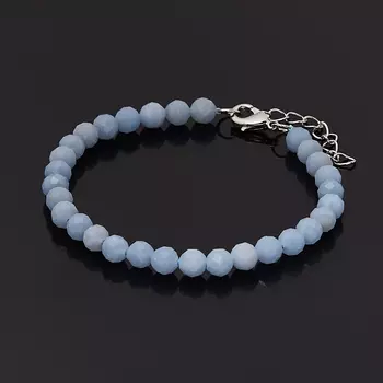 Браслет ангидрит (ангелит) (биж. сплав) огранка 6 мм 18 см (+3 см)