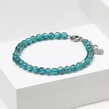 Браслет апатит синий (биж. сплав) 5 мм 16 см (+3 см)