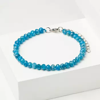 Браслет апатит синий (биж. сплав) огранка 5 мм 17 см (+4 см)