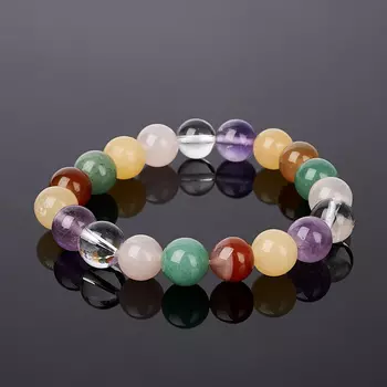 Браслет авантюрин, аметист, горный хрусталь 10 мм 17 см