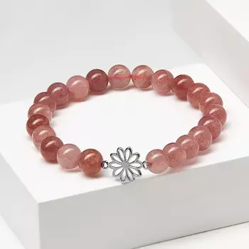 Браслет авантюрин красный (биж. сплав) 8 мм 18 см