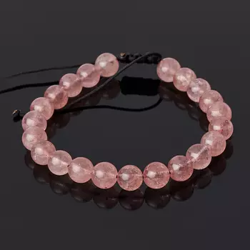 Браслет авантюрин красный (текстиль) шамбала 8 мм 17 см (регулируемый)