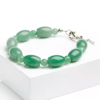 Браслет авантюрин зеленый (биж. сплав) 16 см (+3 см)