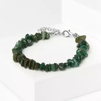 Браслет авантюрин зеленый (биж. сплав) 17 см (+3 см)