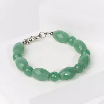 Браслет авантюрин зеленый (биж. сплав) 17 см (+3 см)