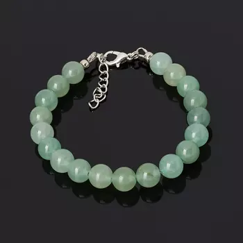 Браслет авантюрин зеленый (биж. сплав) 8 мм 16 см (+3 см)