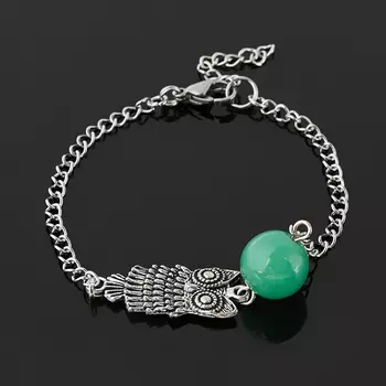 Браслет авантюрин зеленый (биж. сплав, сталь хир.) 12 мм 16 см (+3 см)