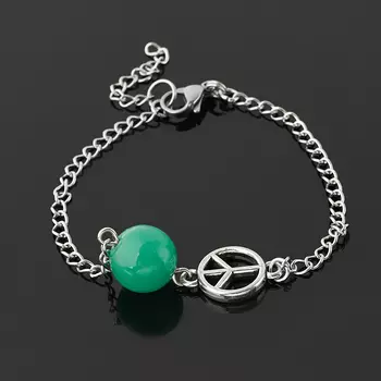 Браслет авантюрин зеленый (биж. сплав, сталь хир.) 12 мм 16 см (+3 см)