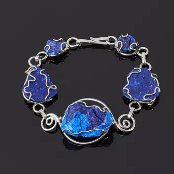 Браслет азурит 18 см (нейзильбер)