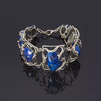 Браслет азурит (дублет) 19 см (+3 см) (нейзильбер)