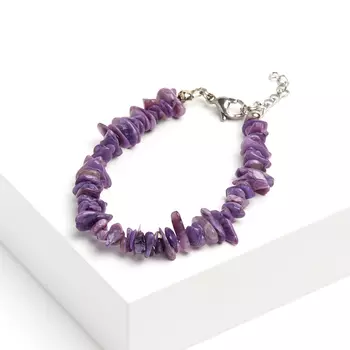 Браслет чароит 17 см (+3 см) (хир. сталь)