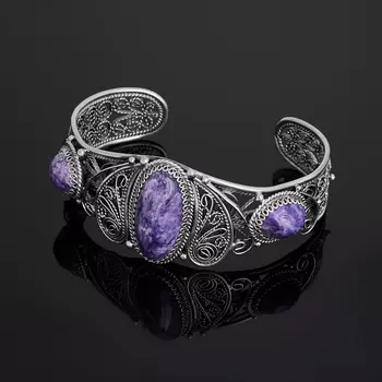 Браслет чароит (нейзильбер) 16 см