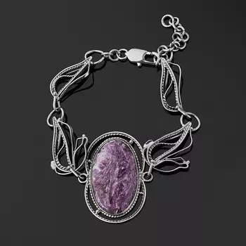 Браслет чароит (нейзильбер) 16 см (+3 см)