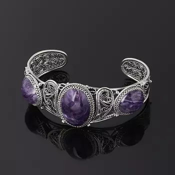 Браслет чароит (нейзильбер) 17 см