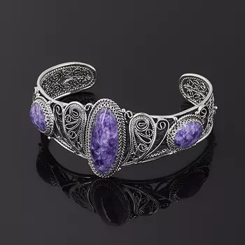 Браслет чароит (нейзильбер) 17 см