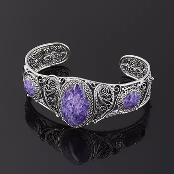 Браслет чароит (нейзильбер) 18 см