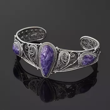 Браслет чароит (нейзильбер) 19 см