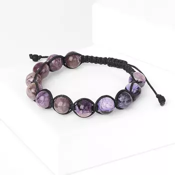 Браслет чароит (текстиль) шамбала 9 мм 16 см (регулируемый)