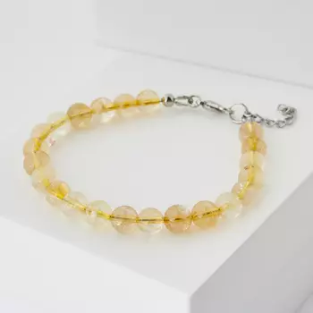 Браслет цитрин (биж. сплав) 7 мм 17 см (+3 см)