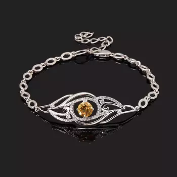 Браслет цитрин (серебро 925 пр. родир. бел.) огранка 6 мм 16 см (+5 см)