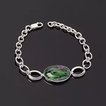 Браслет цоизит 15 см (+3 см) (серебро 925 пр.)