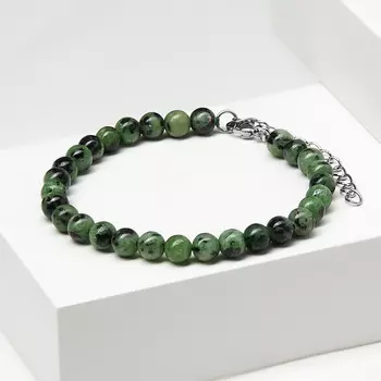 Браслет цоизит (биж. сплав) 6 мм 16 см (+3 см)