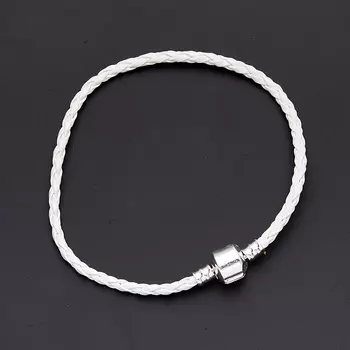 Браслет для больших шармов белый 20 cм (иск. кожа)