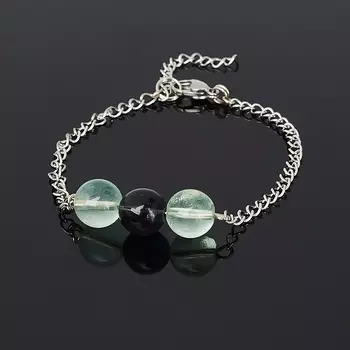 Браслет флюорит (биж. сплав, сталь хир.) 10 мм 17 см (+3 см)