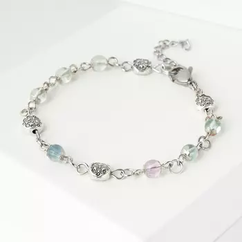 Браслет флюорит (биж. сплав, сталь хир.) 5 мм 17 см (+3 см)